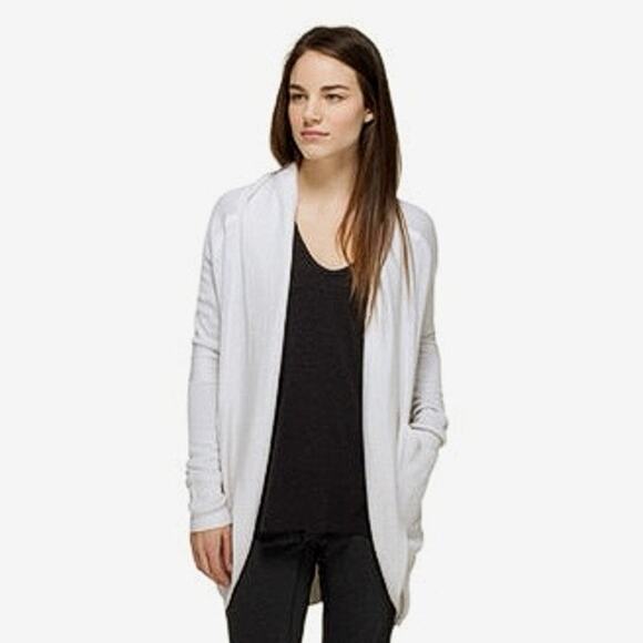 The Lululemon Transformation Wrap Cardigan in Heathered White / Silver Spoon EUC - Picture 1 of 7